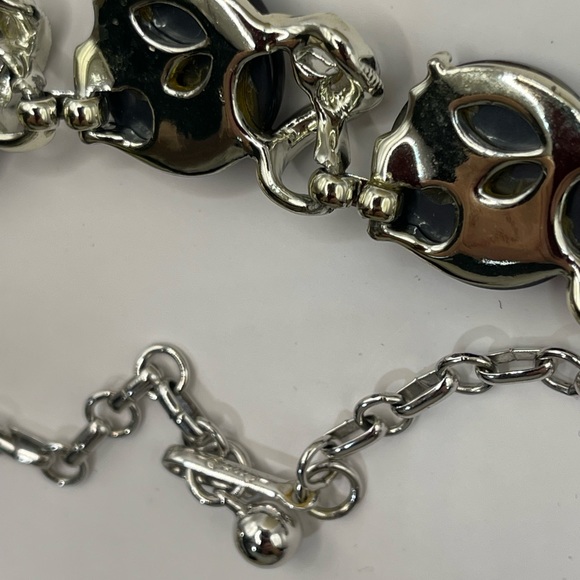 Vintage 1940’s signed CORO 16” choker necklace silver gray with clear gemstones - Picture 6 of 6